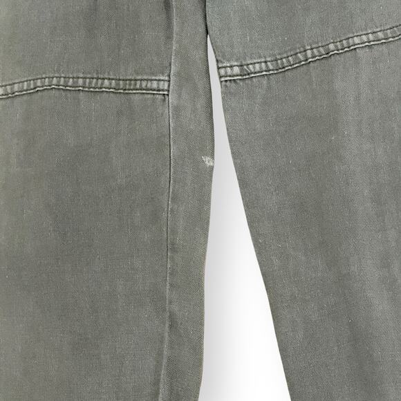 American Eagle Army Green Linen Blend Cargo Pants Womens 4 Distressed Grunge - Picture 4 of 15